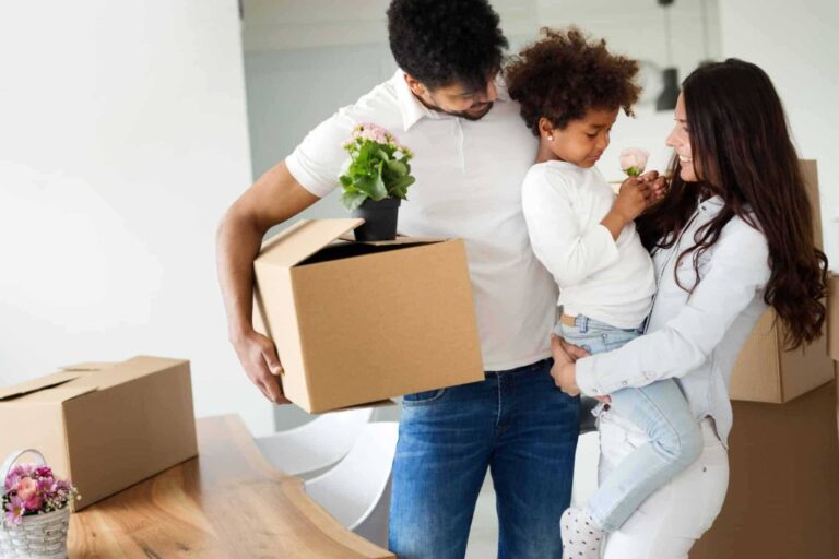 happy family in their new home